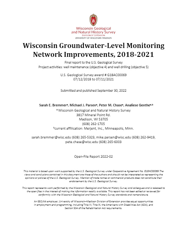Wisconsin Groundwater-Level Monitoring Network Improvements, 2018 