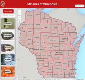Screen capture of the Wisconsin Mineral interactive database.